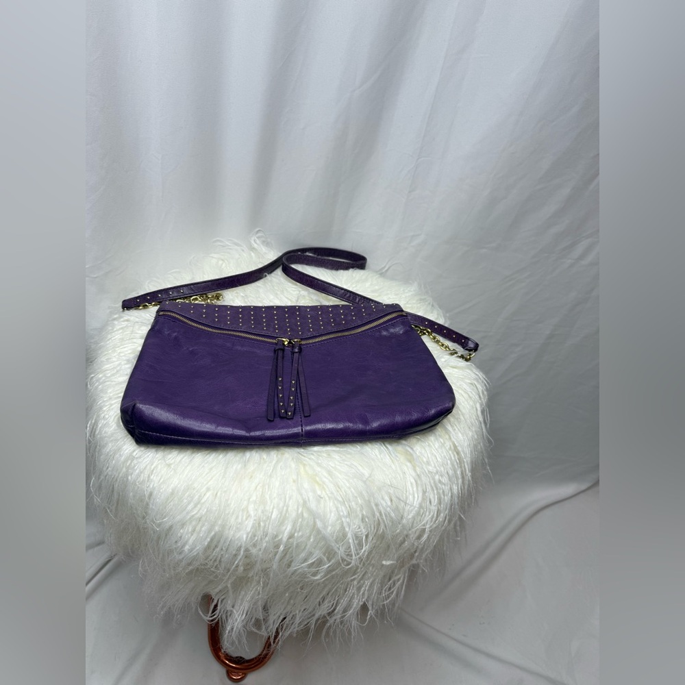 Vintage HOBO Purple Leather Studded Women's Bag - Picture 6 of 9